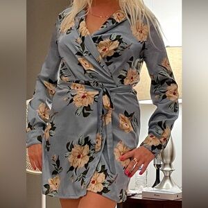 Denny Rose Floral Satin Dress